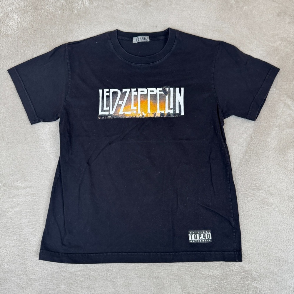 Vintage Top 40 Authentic Led Zepplin Rock Band Music Shirt Mens S Black Preowned